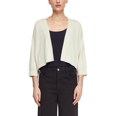 Strickjacke COMMA, Damen, Gr. M (38), beige (vanilla), Strick, Obermaterial: 66% Lyocell, 34% Baumwolle, unifarben, regular fit normal, ohne Ausschnitt, Bündchen, Strickjacken Strickjacke, mit Bündchen