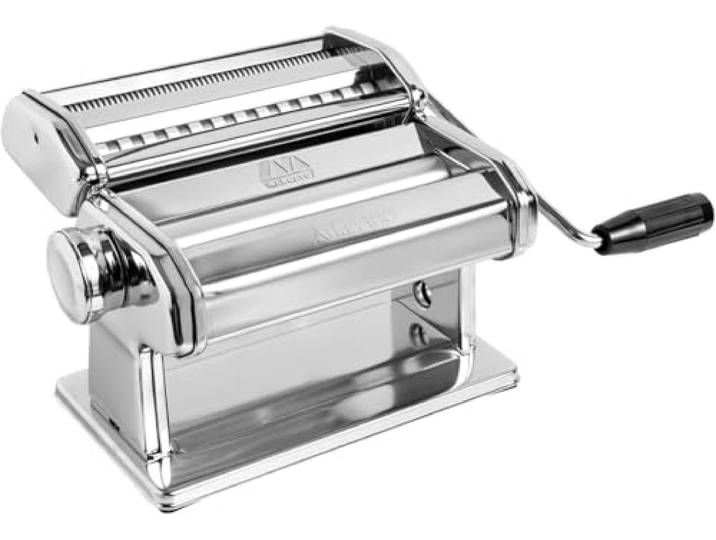 Marcato Atlas 180+ Premium Nudelmaschine aus eloxiertem Aluminium mit 4 Formaten Lasagne, Fettuccine, Tagliolini und Spaghetti, hergestellt in Italien, AT-180-VCLS-PRM