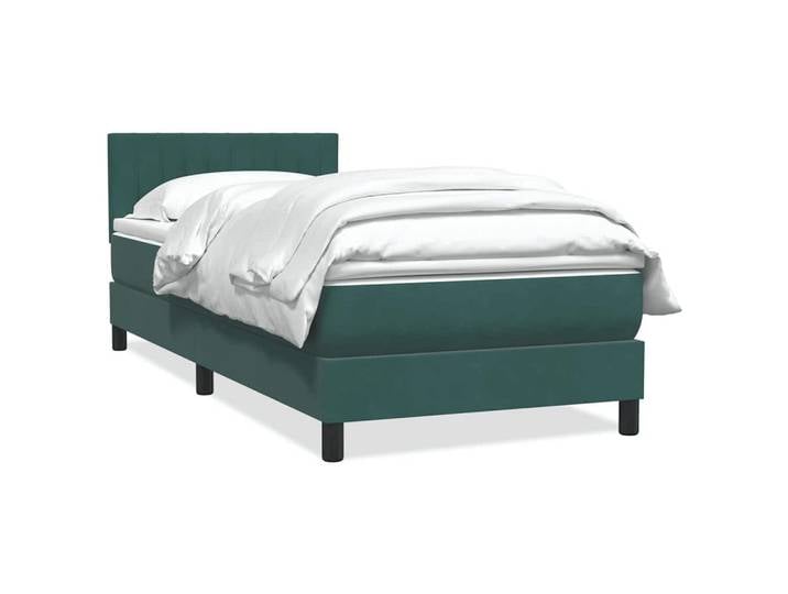 vidaXL Boxspringbett, Boxspringbett mit Matratze Dunkelgrün 80x220 cm Samt