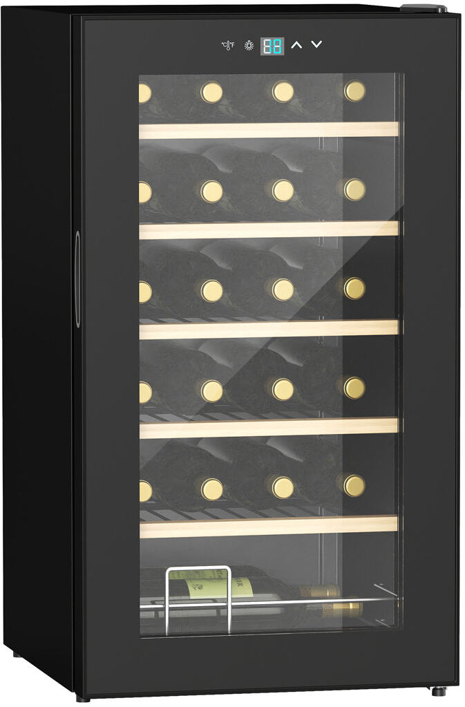 Belfry Kitchen Moutanabi 24 Bottles Wine Fridge with Glass Door Digital Touch Screen Control LED Light Black 75cm H X 43cm W X 45cm D