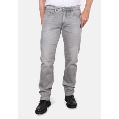 5-Pocket-Jeans HERO BY JOHN MEDOOX "Denver Fashion Regular Straight Stretch Jeans", Herren, Gr. 33, Länge 30, grau (lightgrau denim), Denim/Jeans, 98% Baumwolle, 2% Elasthan, straight fit lang, Jeans 5-Pocket-Jeans, Straight Fit Casual Clean Wash...