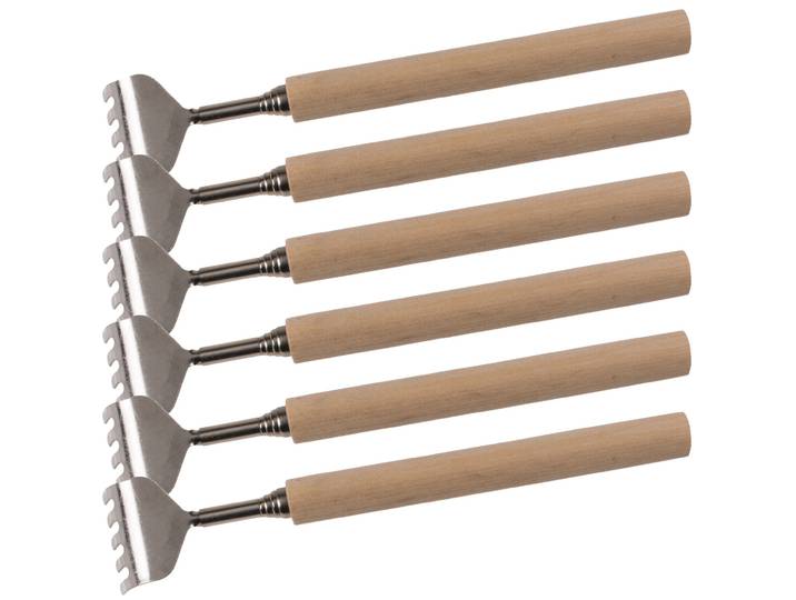 6er-Set Teleskop-Rückenkratzer mit Holz-Griff, 17 - 52 cm