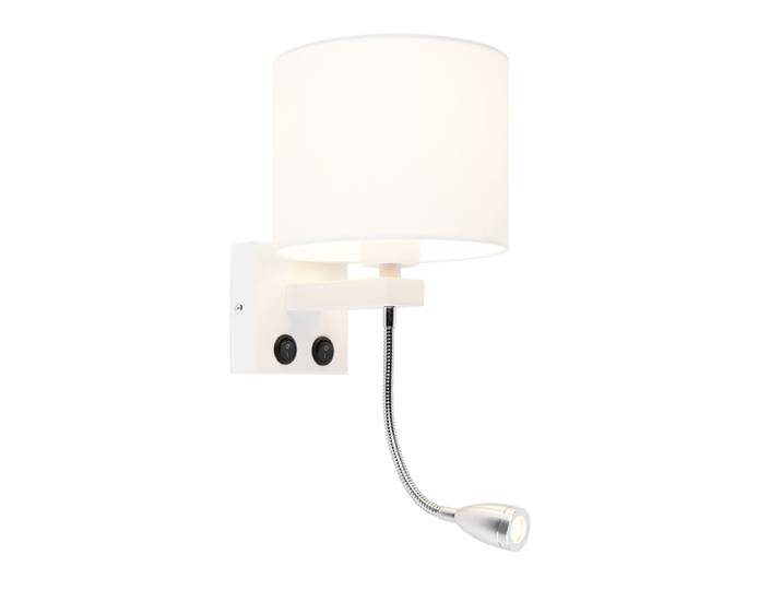 Applique murale moderne blanche avec abat-jour blanc - Brescia