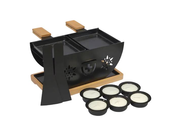 Raclette-Set Flower, Heidi Cheese Line, schwarz, Metall