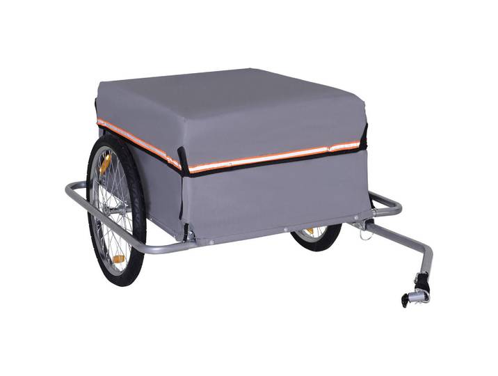 Homcom Lastenanhänger, Stahlrohr, Grau, 140L x 88B x 60H cm, Metall, 88x60x140 cm, Freizeit & Co, Sport & Fitness, Fahrradanhänger