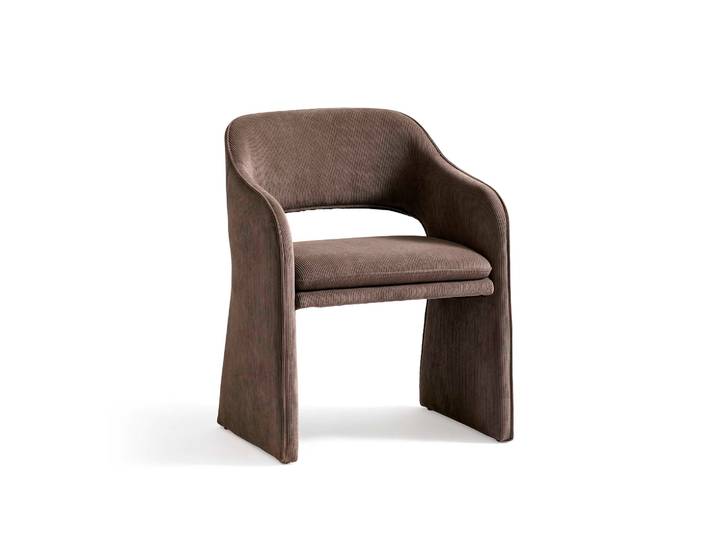 Plush Esszimmerstuhl, Modern Cord Dunkelbeige