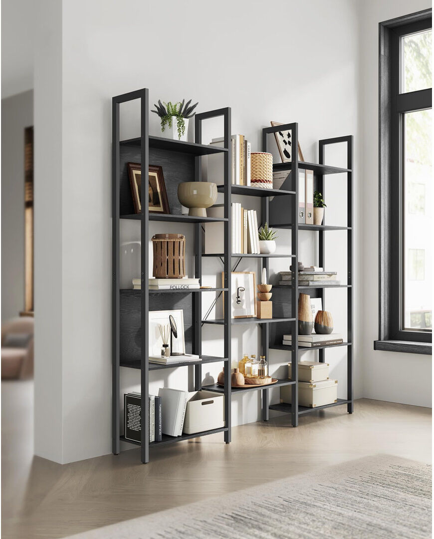 Trent Austin Design Jaliyah 166cm H x 158cm W Steel Etagere Bookcase Black 166cm H X 158cm W X 24cm D