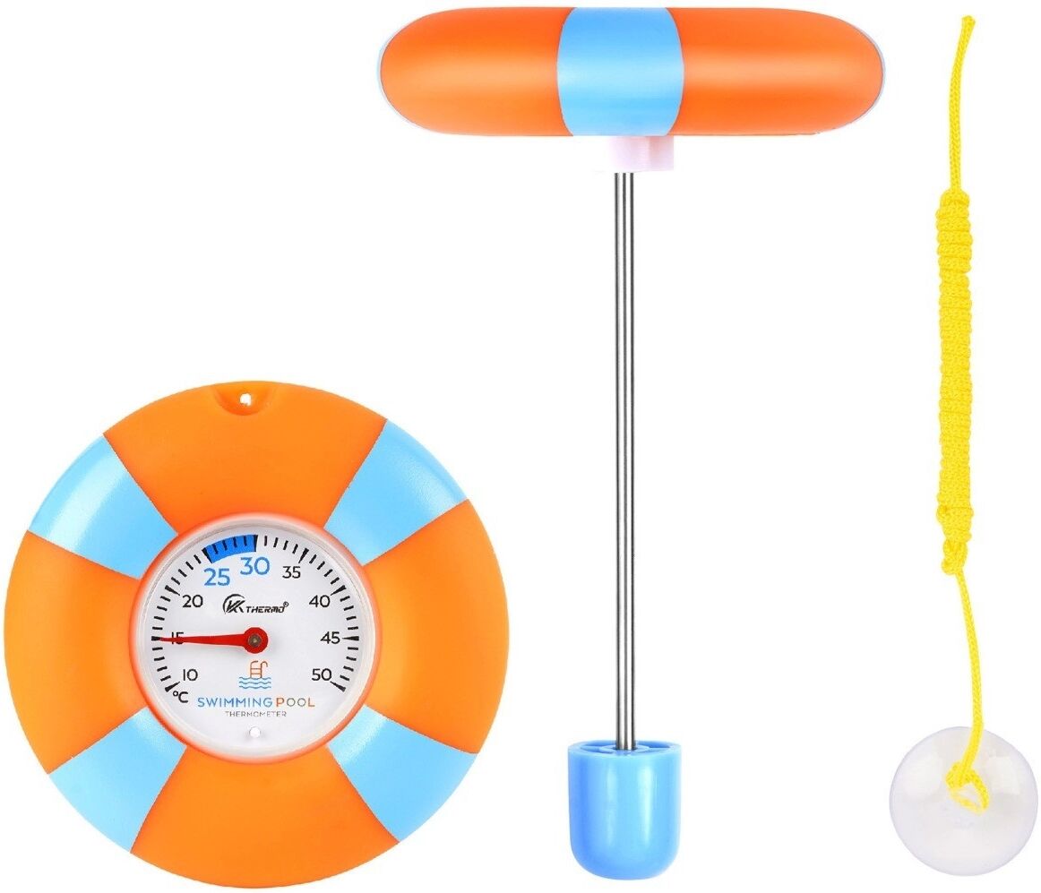 INF Schwimmendes Pool-Thermometer – Kunststoff+Edelstahl, Einzelskala-Auftriebsdesign für Pool, Teich und SPA Orange