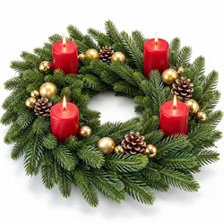 Relaxdays Künstlicher Adventskranz Spritzguss Dunkelgrün