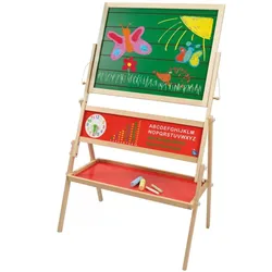 Beluga - Standtafel aus Naturholz mit Wendeblatt und Lernuhr Maße aufgebaut 66,5 x 40 x 107 cm