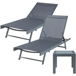 Sonnenliegenset Baragiano 3-tlg. Aluminium [casa.pro]