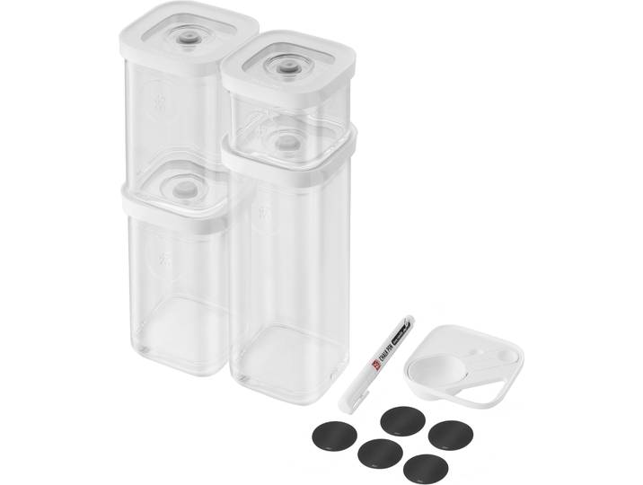 Vakuumbehälter ZWILLING CUBE , weiß (transparent, weiß), B:22,5cm H:11,5cm L:33cm, Kunststoff, Lebensmittelaufbewahrungsbehälter, Vakuumbehälter, modulare, stapelbare Aufbewahrungsboxen