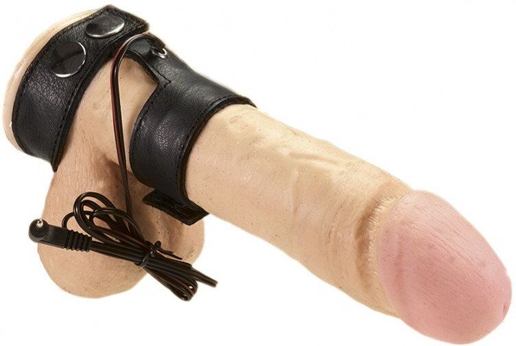 Rimba Electro Cockring cuir avec rivets