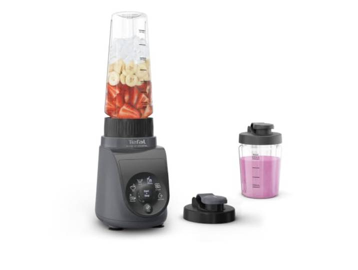 Tefal Blend Up Mini-Mixer, 1000 W, 8 Automatikprogramme, Powelix-Klingen, automatischer Reinigungsmodus, kompakt, leicht, Silence-Modus, inkl. On-the-Go-Flaschen (400/700 ml), Grau, BL19JEF0