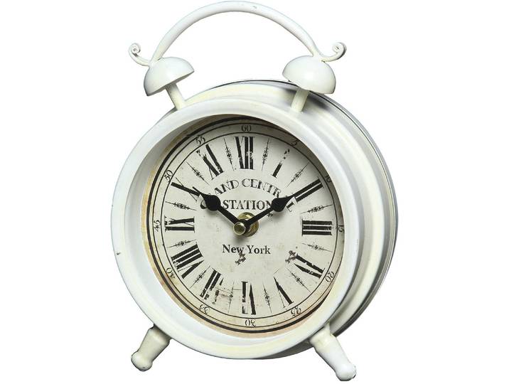 Tischuhr AMBIENTE HAUS Tischuhr aus Metall - weiss 16cm , weiss (weiß), Tischuhren, Tischuhr