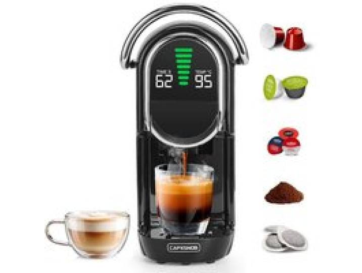 Machine à Café Multi-Capsules Dosettes ESE 44mm Café Moulu Température Taille Tasse Réglables 20 Bar Préparation Chaude Froide