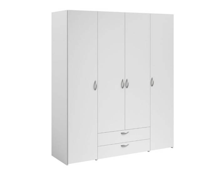 Armoire 4 portes 2 tiroirs blanche - AMAEL