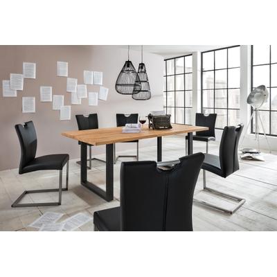 Esstisch HOME AFFAIRE "Brooklyn", schwarz (natur, schwarz, schwarz), B:180cm H:78cm T:90cm, Tische, Rechteckiger Esstisch Esstisch Holz-Esstische Küchentisch, aus massiver Wildeiche