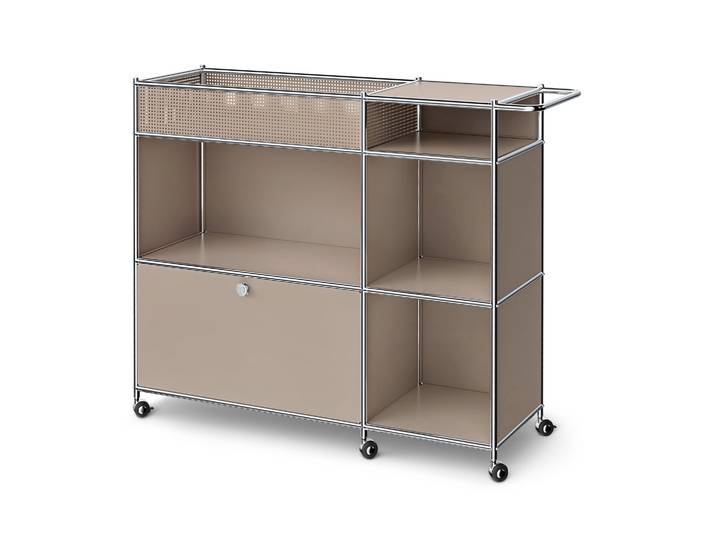 Tchibo - Barwagen Metall »Cn3« mit Klappenfach - 126,5x40x101,5cm - taupe -