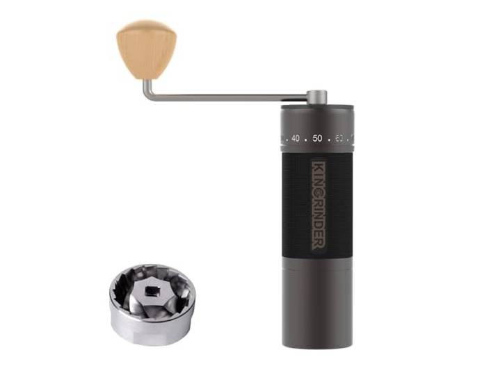 【Grau】KINGrinder K7 Manuelle Kaffeemühle, gerader Griff, Stahlmahlwerk Geeignet für verschiedene Brühmethoden wie Geeignet für Pour-Over, French Press