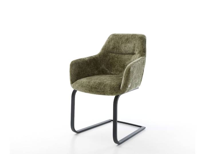 Freischwinger Pejo-Flex Chenille Olive Freischwinger flach Schwarz Taschenfederkern, Esszimmerstühle