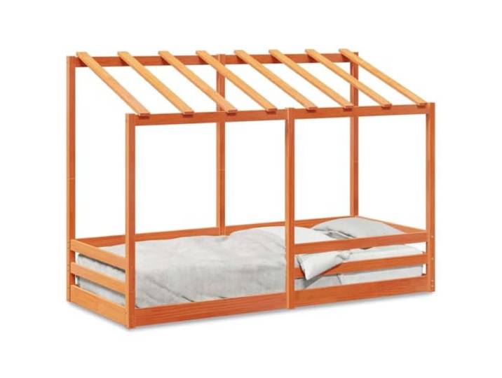 PUGYNBK Kinderbett Massivholz Kiefer 75 x 190 cm Robuste Struktur, Leisten, modernes Design, Spielraum