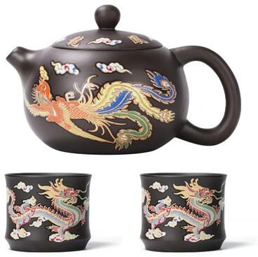 Uplift Essentials Color Changing Purple Clay Teapot Set suit 1