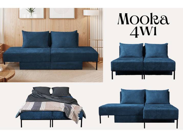 Kaiser Möbel Schlafsofa Ecksofa, Betten, Liegestuhl, MOOKA 4in1-Multifunktions-System