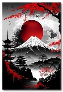 Inspired Finds 3PCS Vintage Japanese Landscape Canvas Wall Art Set For Modern Japandi Home Decor mount Fuji & Red Rising Sun 15.75x23.62in
