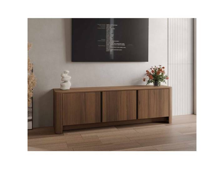 Youri - meuble tv 168 cm effet noyer - 3 portes - Effet noyer