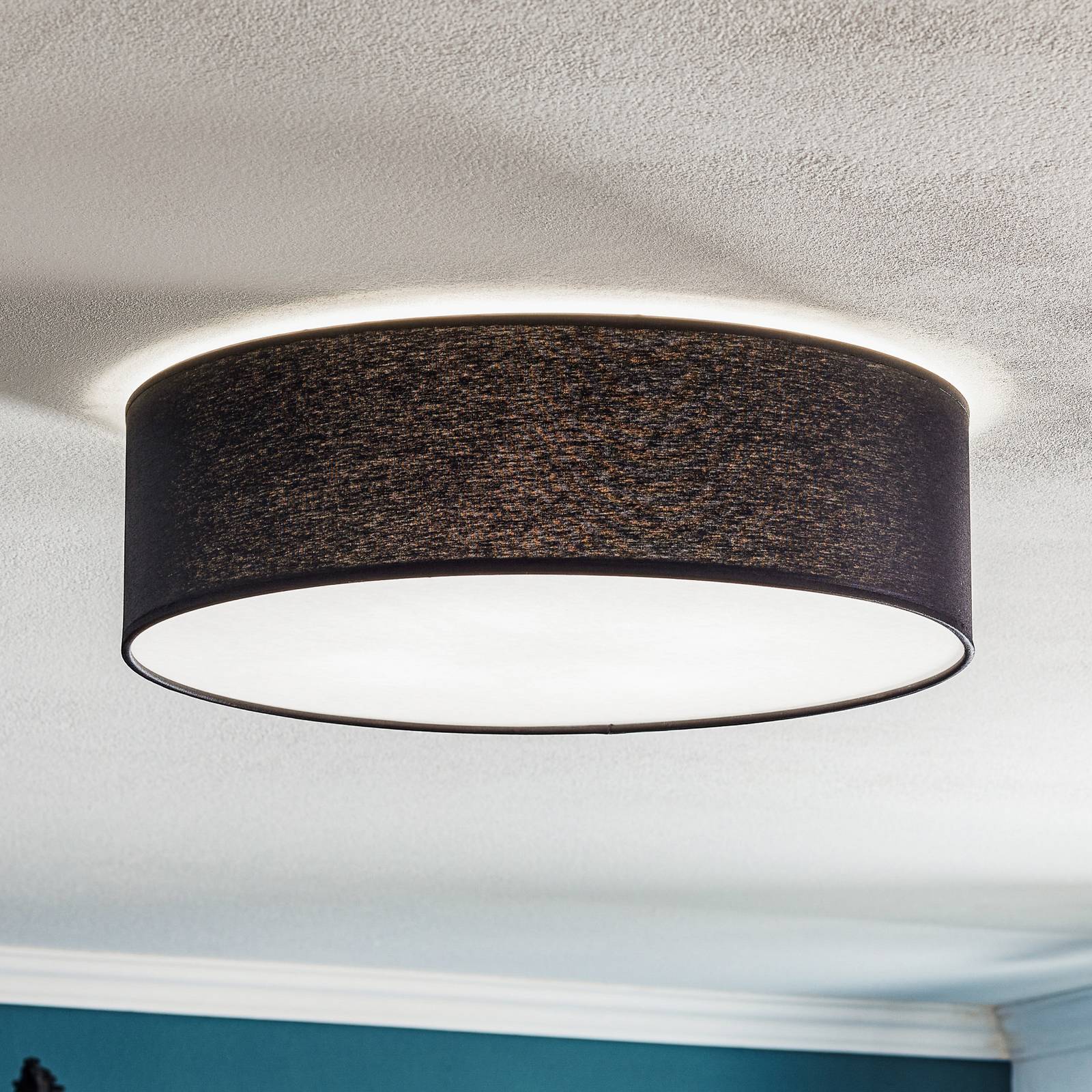 Deckenlampe Rondo TK Lighting, dimmbar, schwarz, für Schlafzimmer, Textil / Stoff / Seide, Modern, Deckenlampe