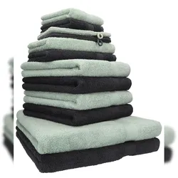 Betz 12-tlg. Handtuch-Set PREMIUM Farbe graphit/heugrün