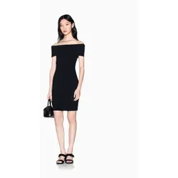 A|X Armani Exchange für Damen. XW001742AF21295UC001 Eng anliegendes schwarzes Kleid (XS), Lässig, Klassisch, Polyamid, Ärmellos / Hosenträge