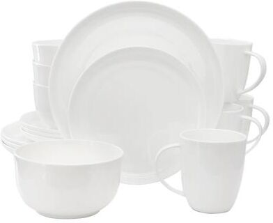 Meritage Set of 16, Rimmed Round Bone China Dinnerware White