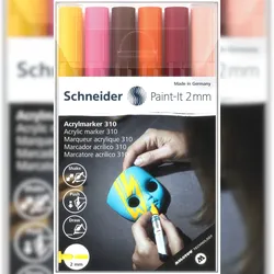 SCHNEIDER Jewelbox 6x Paint IT 310 2 mm gelb, rosa, braun, orange, bordeaux, apricot