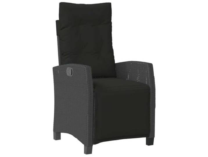 GHVBNMF Gartensessel Verstellbar mit Fußteil Schwarz Poly Rattan Outdoor Ergonomischer Liegesessel mit stufenloser Liegefunktion und dicken Kissen für Balkon, Terrasse und Garten.