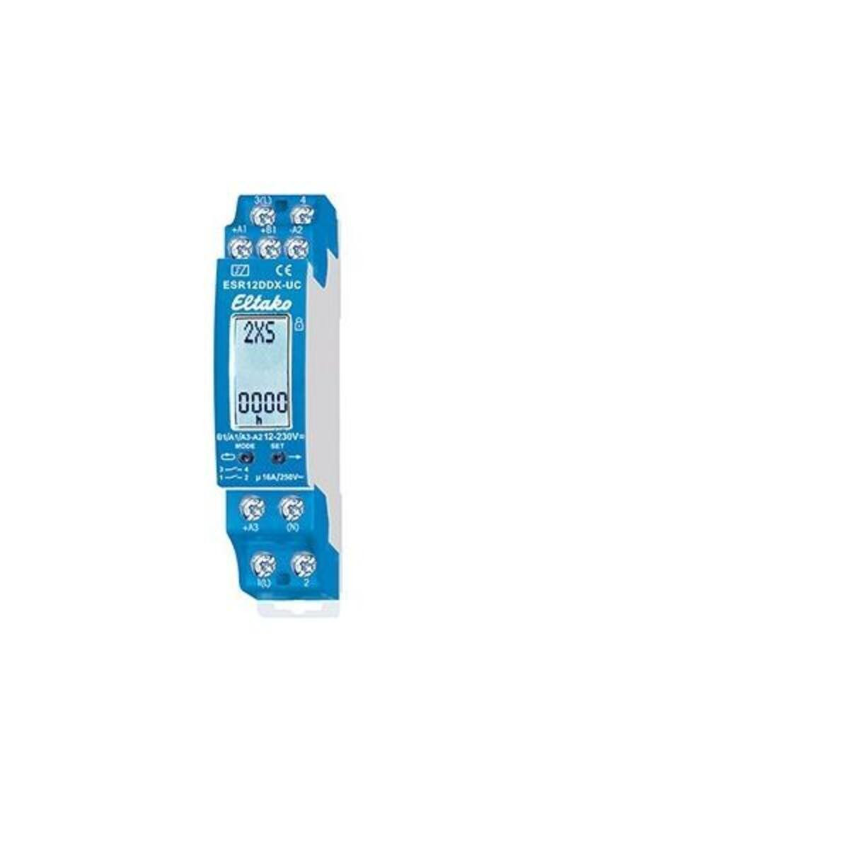 Eltako multifunctioneel impulsrelais, digitaal instelbaar, 1+1 maakcontact, potentiaalvrij