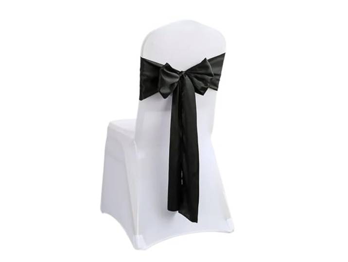 Stuhlschleifen für Hochzeiten 24PCS 17x275cm Himmelblau Satin Stuhl Schärpen Schleifen Abdeckung Bänder for Hochzeit Bankett Party Event Dekorationen(Black)