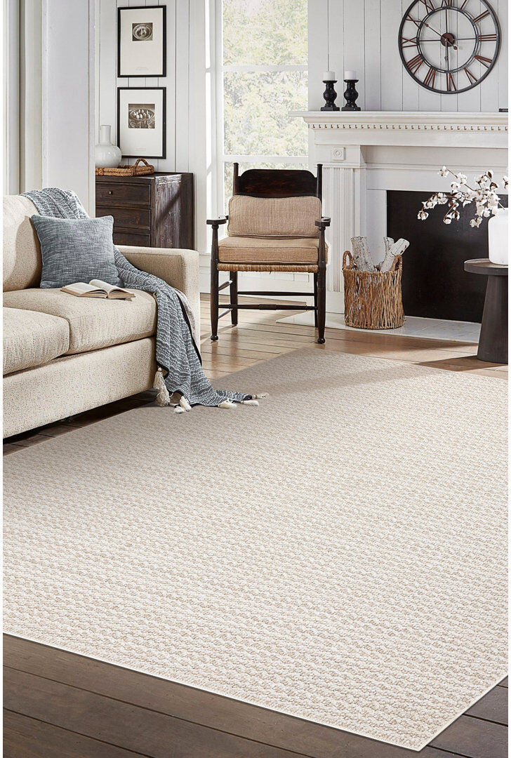 Gracie Oaks Jesiah Rectangle Flatweave Area Rug Beige Rectangle 140 x 190cm
