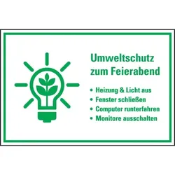 Schild I Hinweis-Kombischild Umweltschutz zum Feierabend..., Kunststoff, 300x200mm