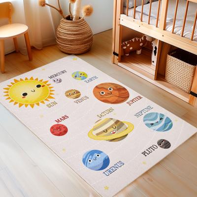 Kinderteppich AYYILDIZ TEPPICHE "PLAY 2019", beige, B:100cm H:8mm L:150cm, Polyamid, Teppiche, Kinderteppich, rutschhemmend, Motiv Weltall, Monde, Sonnensystem, Kurzflor