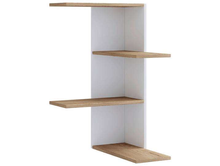Mid.you Eckregal Balos, Honigeiche, Weiß, 2 Fächer, 45x77x45 cm, hängend, Wohnzimmer, Regale, Eckregale