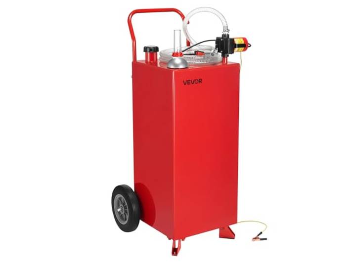 VEVOR Bidon d'Essence et Diesel sur Roues\, 113\,5 L\, Réservoir de Carburant avec Pompe Électrique\, Tuyau 3 m\, Chariot de Ravitaillement Stockage de Carburant pour VTT\, Voiture\, Tondeuse\, Bateau\, Moto