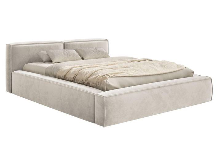 Selsey Tilves Slim - Lit Tapissé 200x200 avec Tiroir de Lit et Sommier\, Velours\, Gris