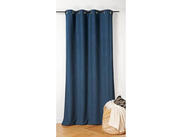 LINDER Rideau Isolant Thermique et obscurcissant Inuit Bleu Minuit Finition œillets Canon de fusil140x260cm