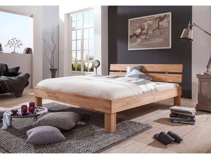 Massivholzbett RELITA Julia, Deal für begrenzte Zeit , beige (buche geölt), B:125cm H:75cm L:212cm, Betten, Massivholzbett, stabverleimte Buche, oberfläche geölt, verschiedene Breiten