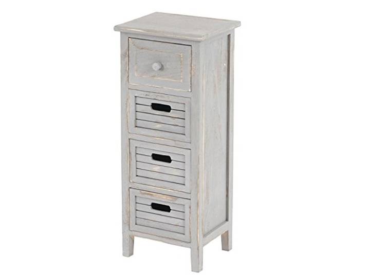Mendler Kommode T18 74x30x25cm - grau Schubladenschrank, Schrank, 4 Schubladen, Shabby-Look, Vintage