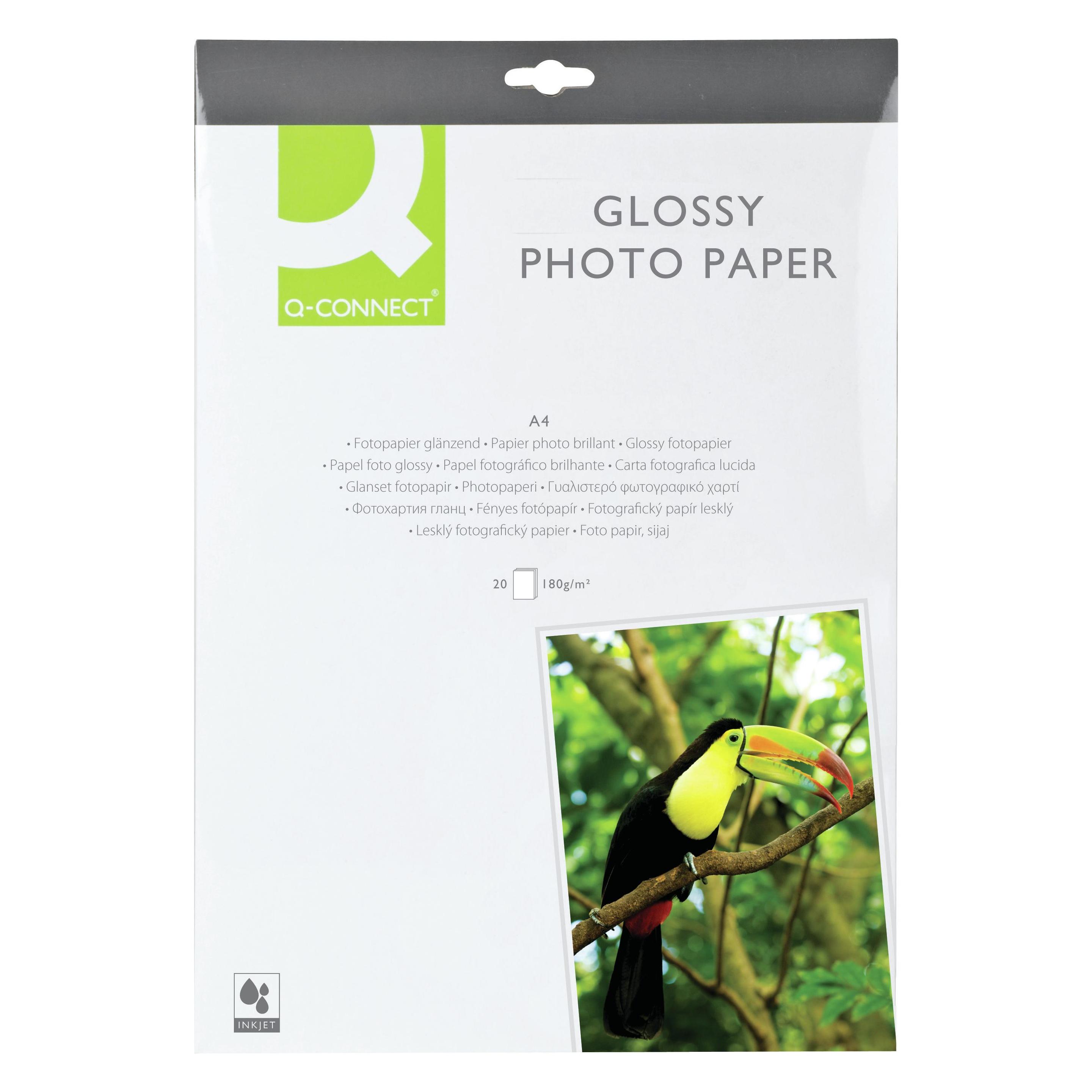 Q-Connect Inkjet Fotopapier, glossy (180 g/m², A4, 20 Stk.) (KF01103)