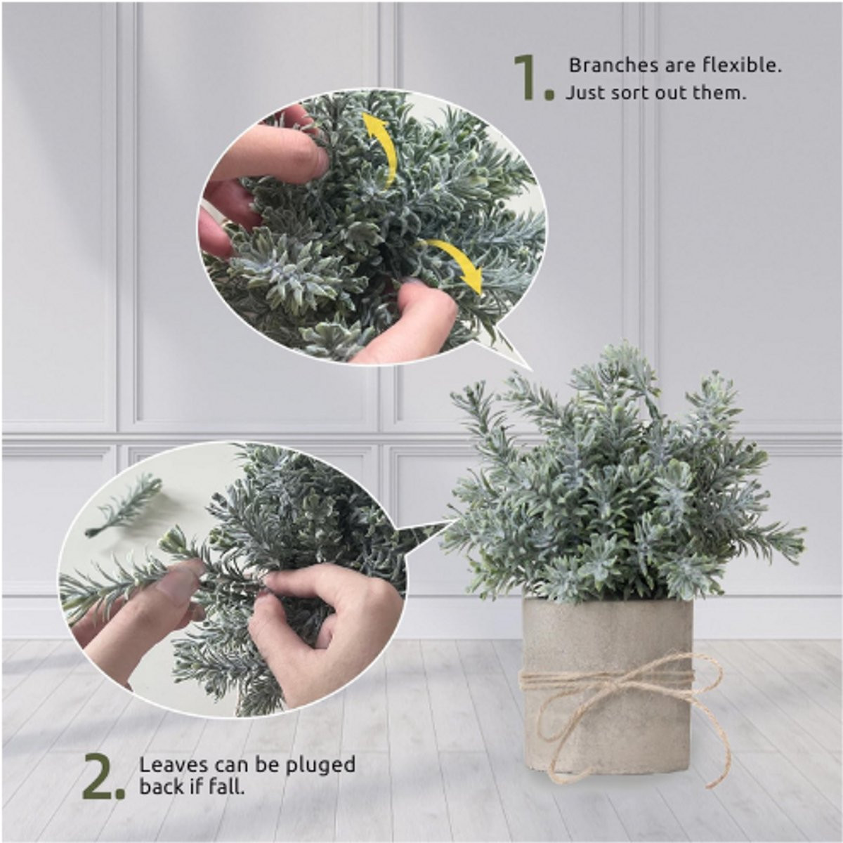 Set van 4 onderhoudsvrije kunstplanten met multicolor potten voor indoor decoratie