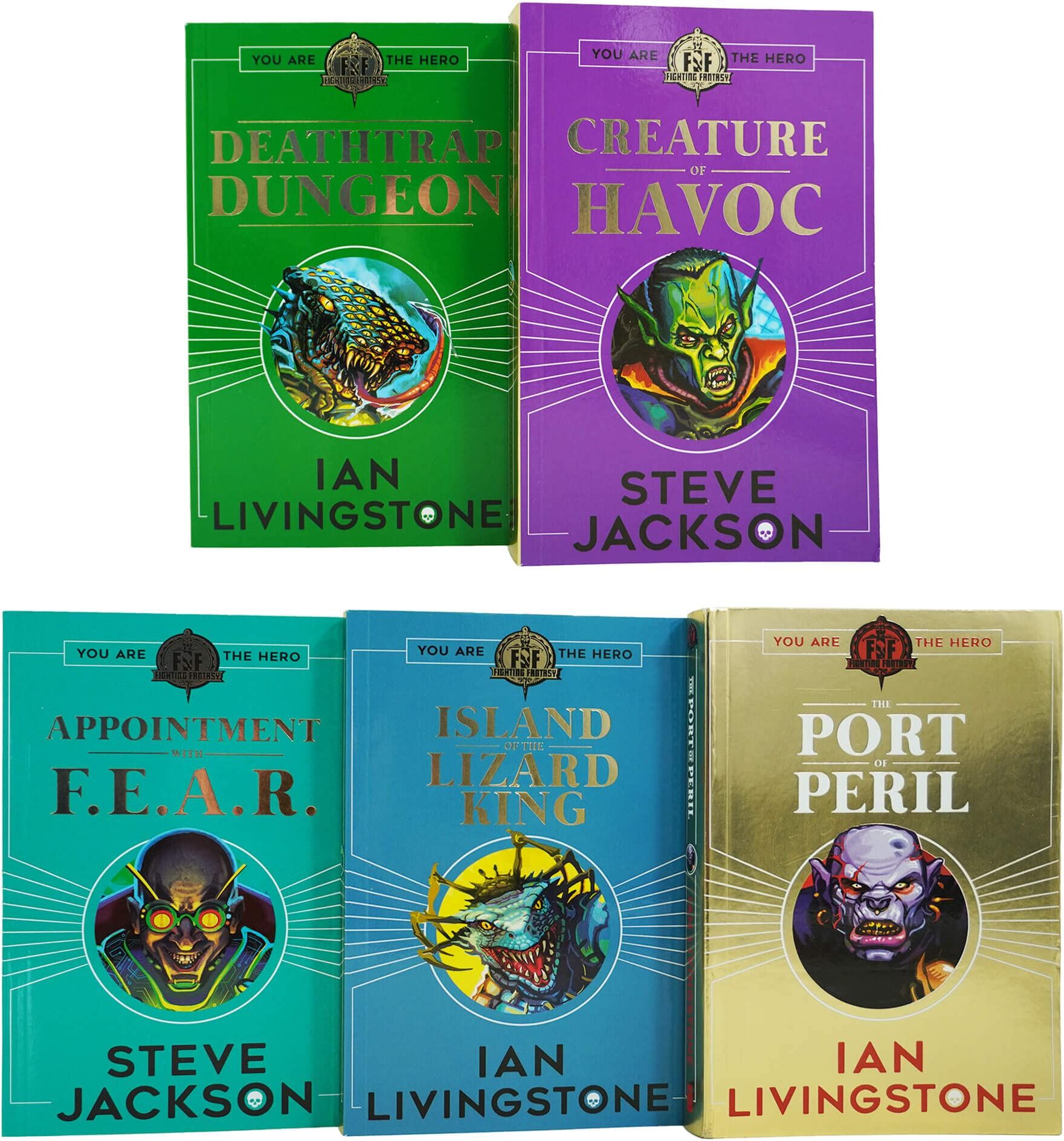 Scholastic Fighting Fantasy RPG 5 Books Collection Set (6-10) Deathtrap Dungeon & Classic Adventure Gamebooks Collection